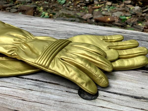 Ranger Hero Gloves for Cosplay/Long gauntlet/Top grain cowhide/Golden