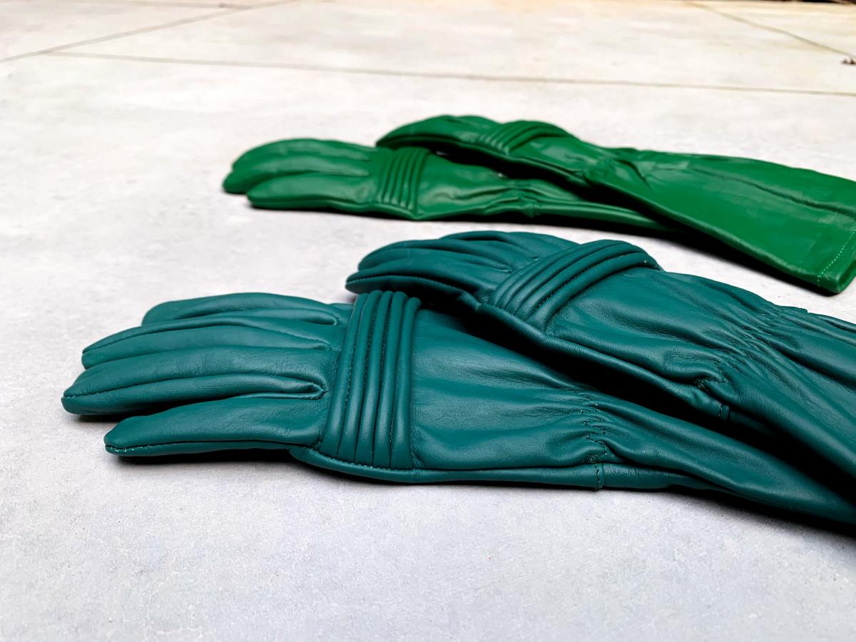 Leather Gloves for Power Rangers Cosplay/Long gauntlet/Top grain cowhide/Green picture