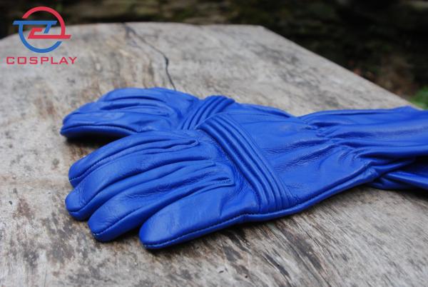 Ranger Hero Gloves for Cosplay/Long gauntlet/Top grain cowhide/Blue