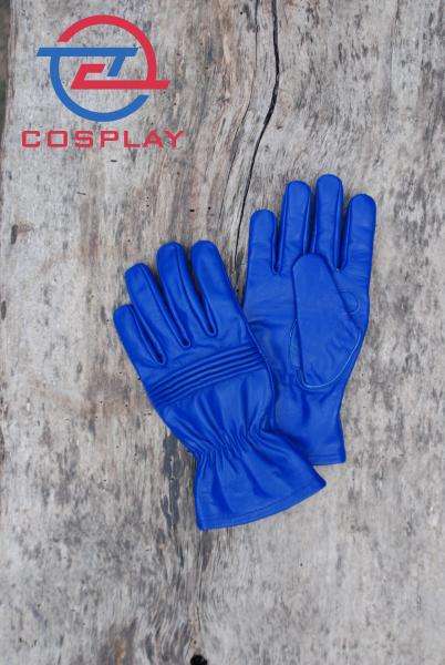 Leather Gloves for Power Rangers Cosplay/Short gauntlet/Top grain cowhide/Blue picture