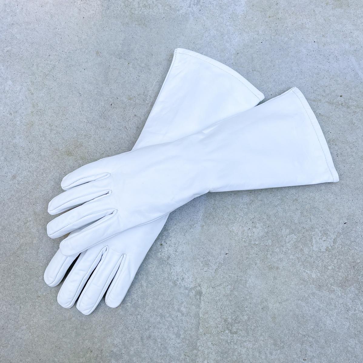 Super hero long cuff leather gloves for Cosplay/White picture
