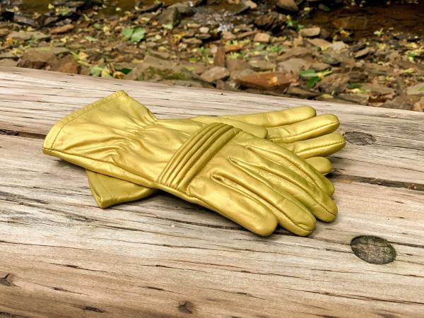 Ranger Hero Gloves for Cosplay/Short gauntlet/Top grain cowhide/Gold picture