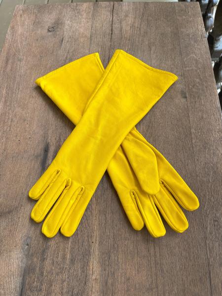 Super hero long gauntlet genuine leather gloves/Yellow