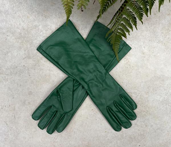 Super hero long gauntlet genuine leather gloves/GREEN picture