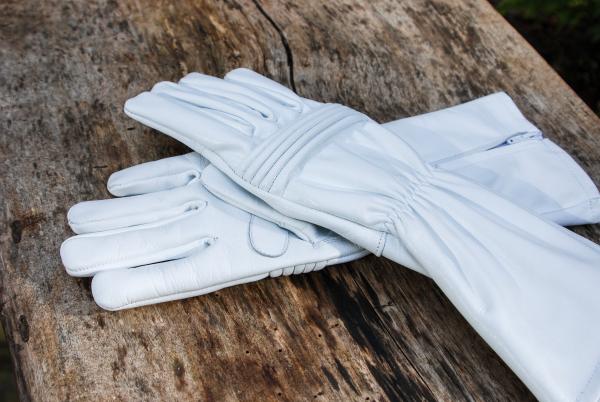 Leather Gloves for Power Rangers Cosplay/Long gauntlet/Top grain cowhide/White picture