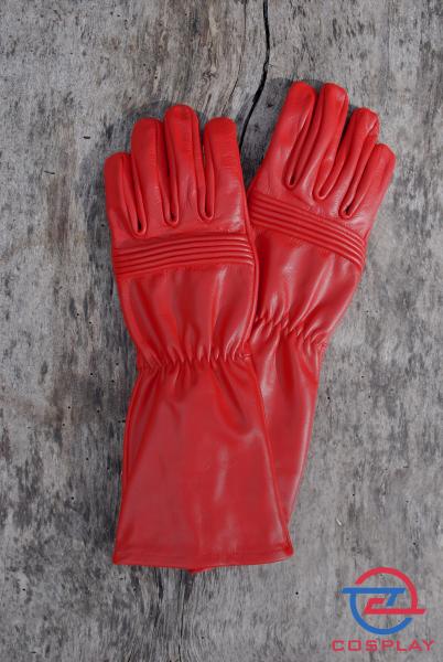 Leather Gloves for Power Rangers Cosplay/Long gauntlet/Top grain cowhide/Red picture