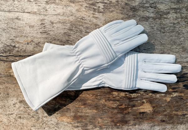 Petite sizes Power Rangers Cosplay gloves/Long gauntlet/Women/Lamb Leather/White picture