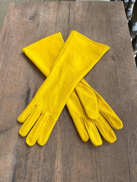 Super hero long gauntlet genuine leather gloves/Yellow picture