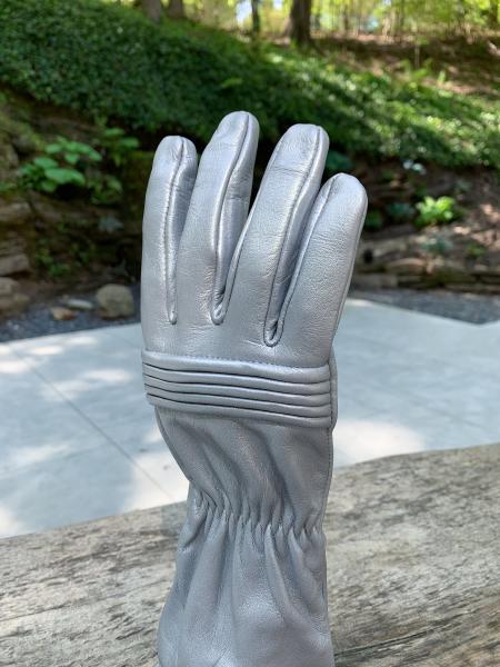 Leather Gloves for Power Rangers Cosplay/Silver/Long gauntlet/Top grain cowhide picture
