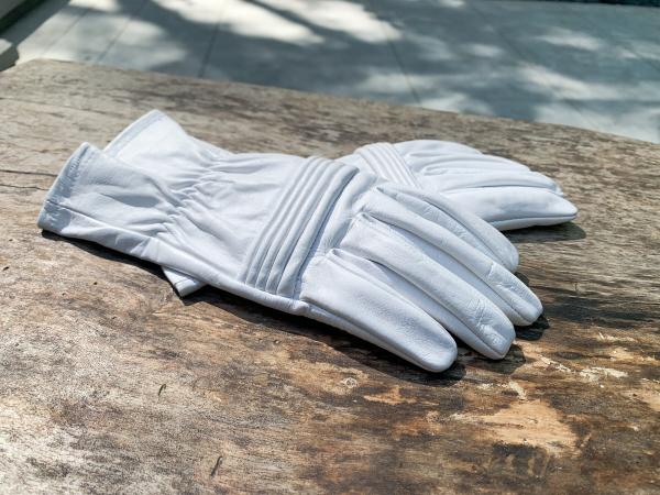 Ranger Hero Gloves for Cosplay/Short gauntlet/Top grain cowhide/White picture