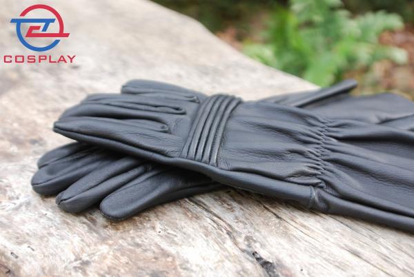 Leather Gloves for Power Rangers Cosplay/Long gauntlet/Top grain cowhide/Black