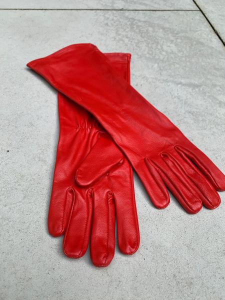 Super hero long gauntlet genuine leather gloves/Red picture