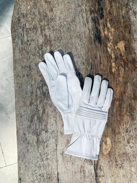 Ranger Hero Gloves for Cosplay/Short gauntlet/Top grain cowhide/White picture