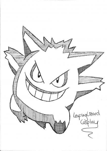 Pokemon: Gengar Line Art Print