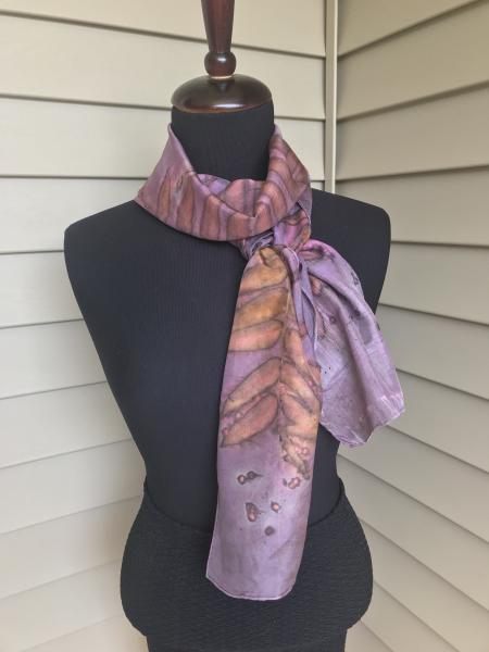 Silk Scarf with Sumac Leaves and Berries