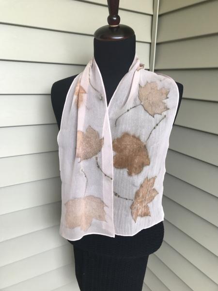 Pink Chiffon Silk Scarf with Maple Leaves picture