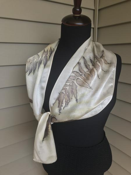 Lavender Sumac Leaves on Silk Satin Scarf picture