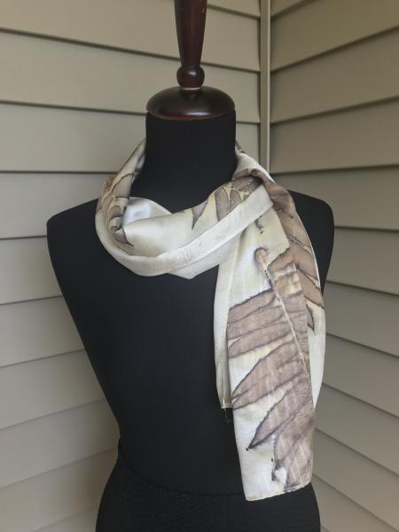 Lavender Sumac Leaves on Silk Satin Scarf picture