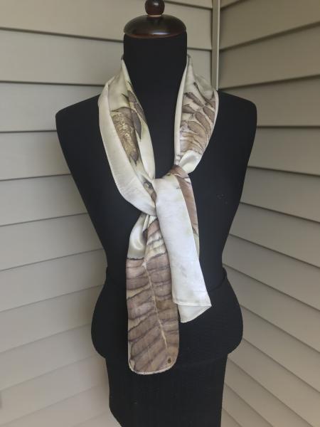 Lavender Sumac Leaves on Silk Satin Scarf picture