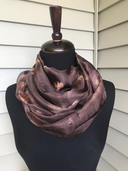 Brown Habotai Silk Scarf with Woodland Leaves and Sumac Berries picture