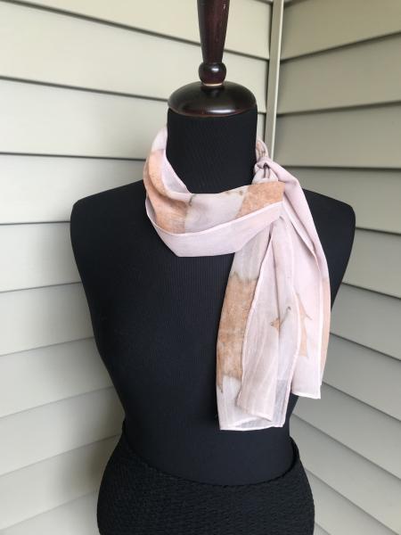 Pink Chiffon Silk Scarf with Maple Leaves picture