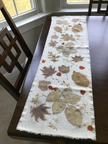 Wool Table Runner Leaf Collage