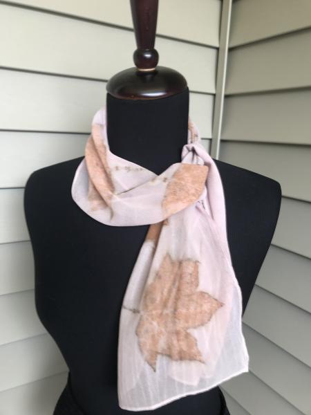 Pink Chiffon Silk Scarf with Maple Leaves picture