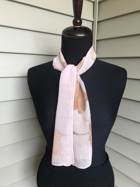 Pink Chiffon Silk Scarf with Maple Leaves picture