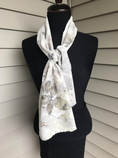 Raw Silk Scarf with Rose Leaves and Perennial Geranium picture