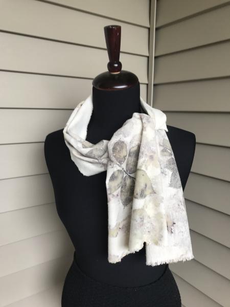 Raw Silk Scarf with Rose Leaves and Perennial Geranium picture