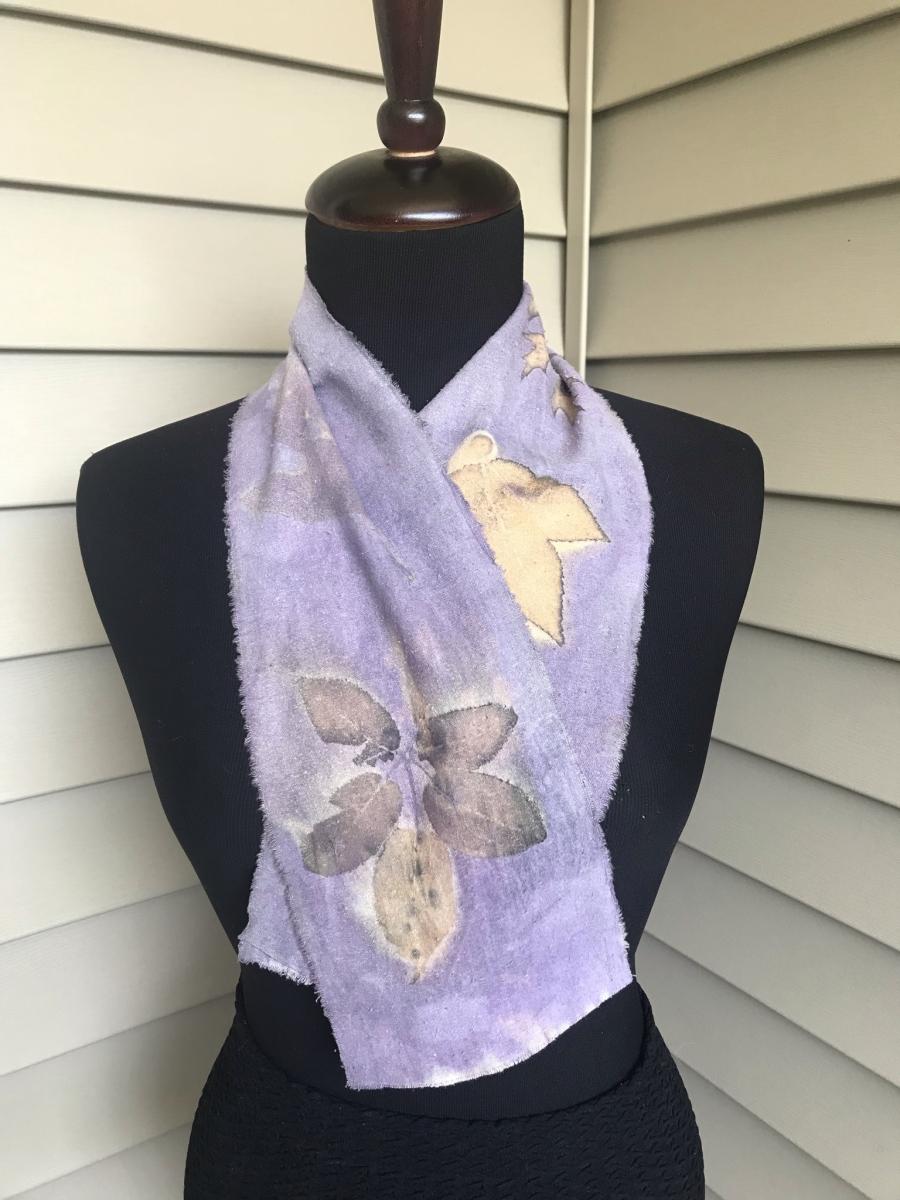 Blackberry Leaf Prints with Oak and Maple on Logwood Dyed Background. picture