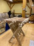 Ash folding table/hassock with mahogany top