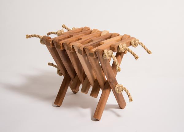 Mahogany folding table/hassock