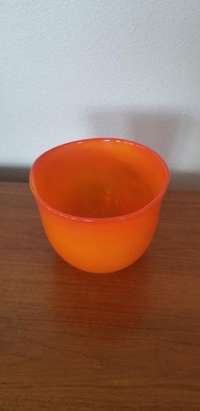 Orange bowl with green picture