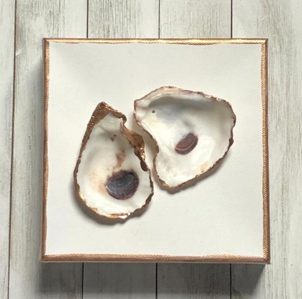 Oyster Shells on Canvas - Grey/Gold picture