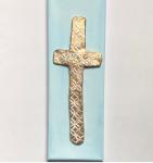 Gold Cross on Long Canvas - Blue