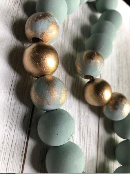 Medium Blessing Beads - Duck Egg/Gold picture