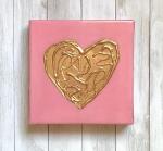 Gold Heart on Pink Canvas