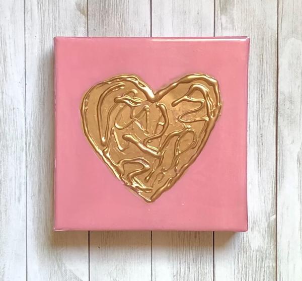 Gold Heart on Pink Canvas picture