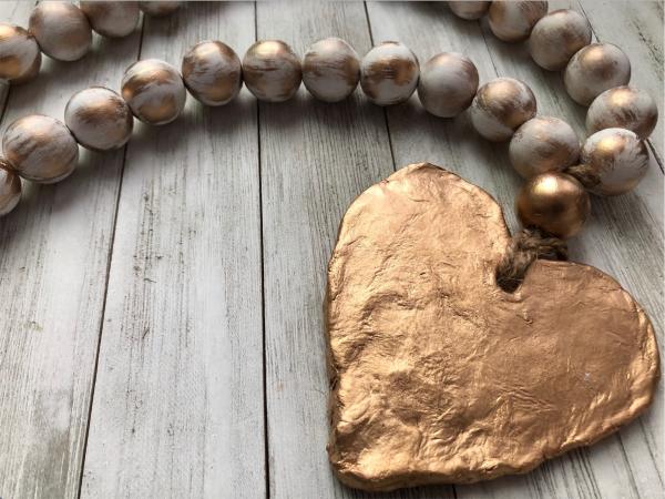 Large Blessing Beads with Heart - White/Gold picture