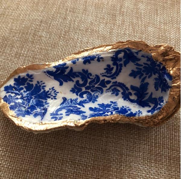 Oyster Trinket Dish - Blue/White