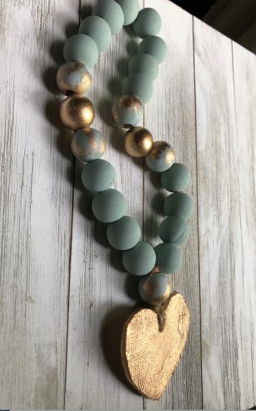 Medium Blessing Beads - Duck Egg/Gold picture