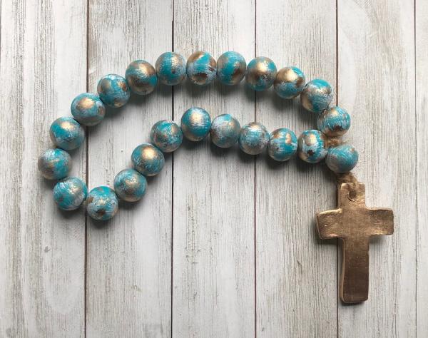 Medium Blessing Beads - Teal/Gold picture