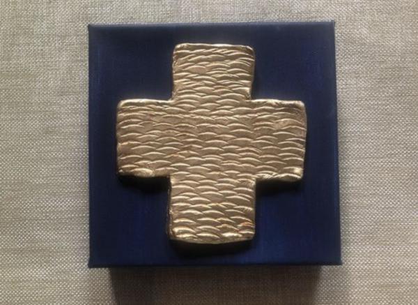 Gold Cross on Navy Canvas