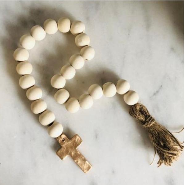 Blessing Beads w/ Tassel & Cross - Natural picture