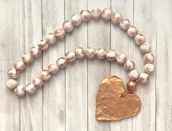 Large Blessing Beads with Heart - White/Gold