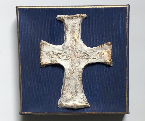 Textured Cross on Navy Canvas picture