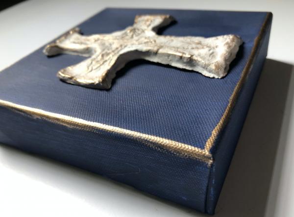 Textured Cross on Navy Canvas picture