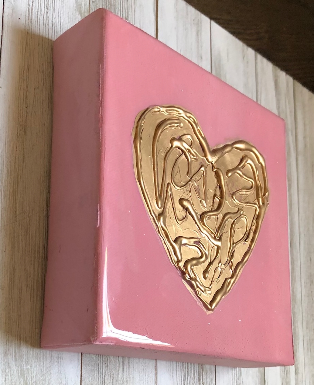 Gold Heart on Pink Canvas picture