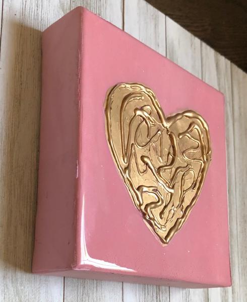 Gold Heart on Pink Canvas picture